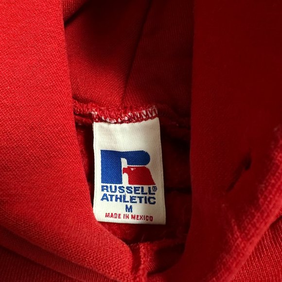 Vintage Russell Athletic Size Medium Fresno State Bulldogs Red Hoodie Sweatshirt - Picture 4 of 5